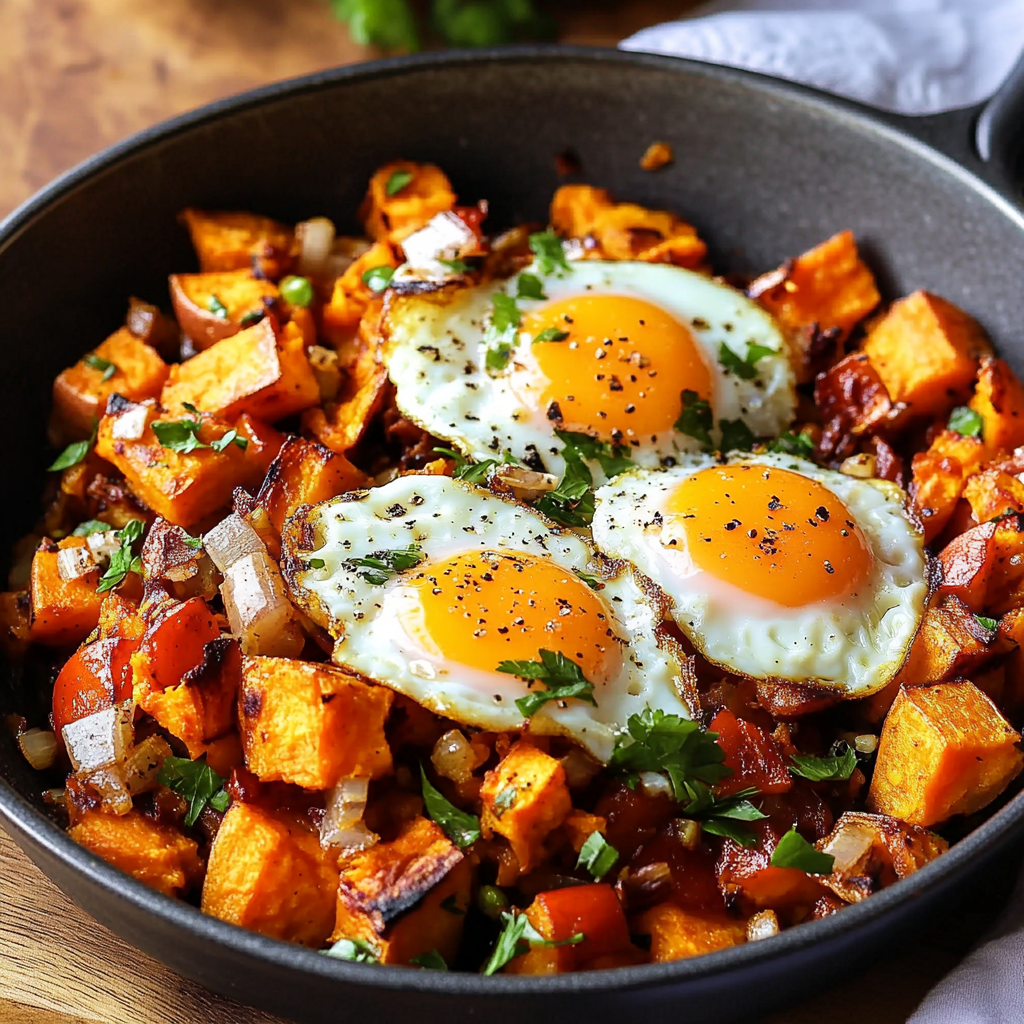 Sweet Potato Hash with Eggs