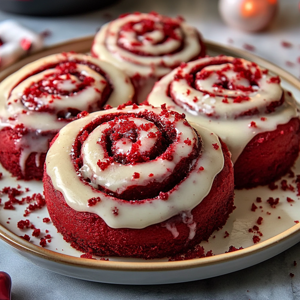 Valentine's day red velvet cinnamon rolls