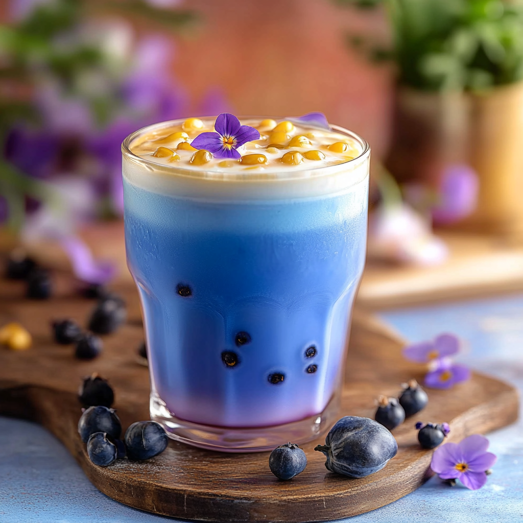 Iced Butterfly Pea Flower Tea Latte