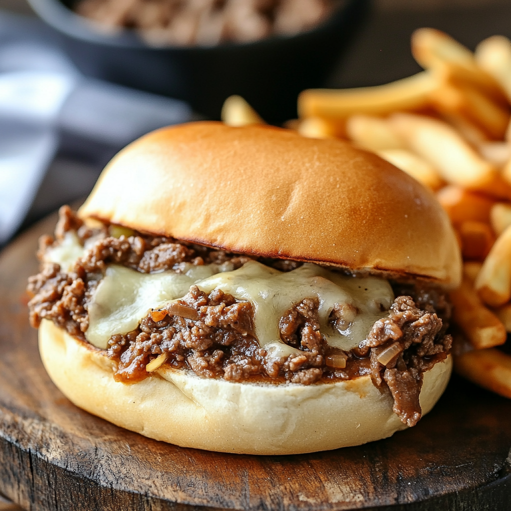 Philly Cheesesteak Sloppy Joes on a Plate
