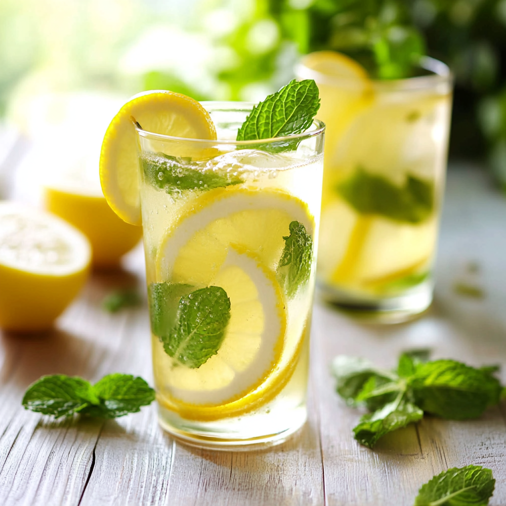 Mint Lemonade in a Glass