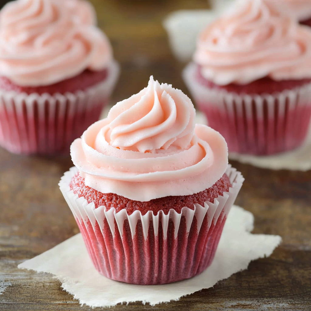 Pink Velvet Cupcake with Cream Cheese Frosting