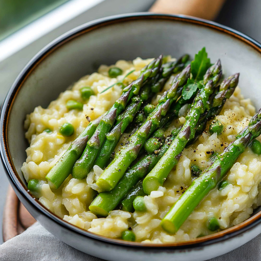 Spring Asparagus Risotto Dish