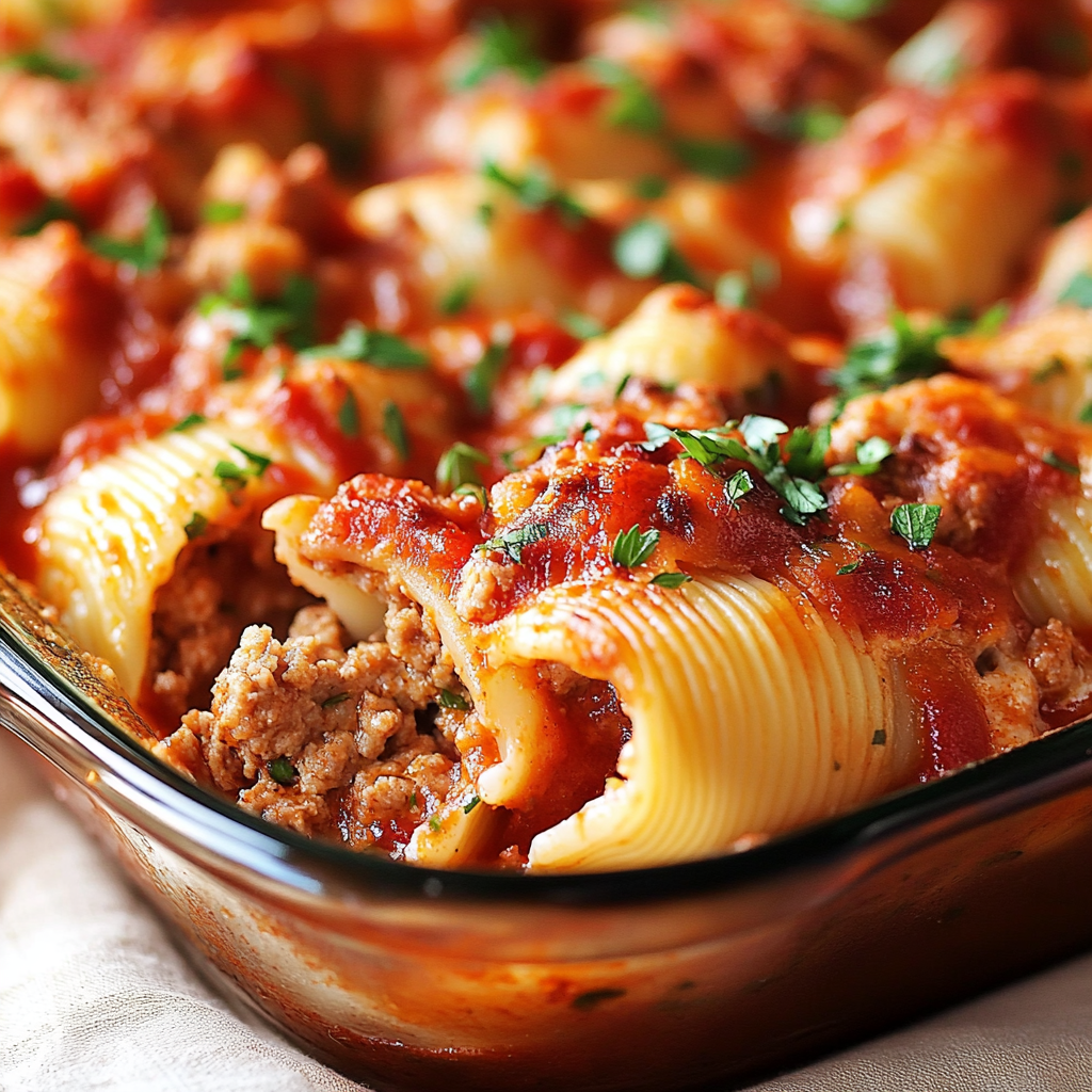 Delicious Ground Beef Stuffed Shells