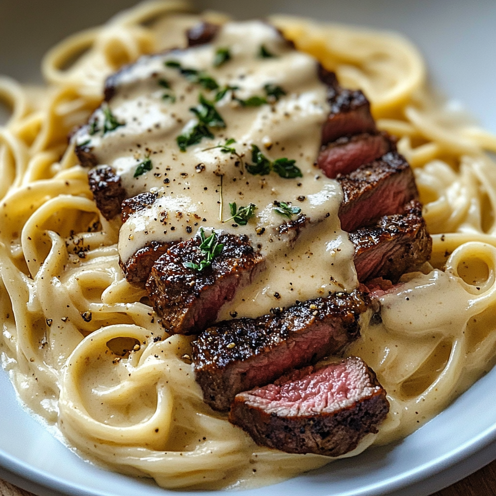 Creamy Cajun Steak Alfredo Dish