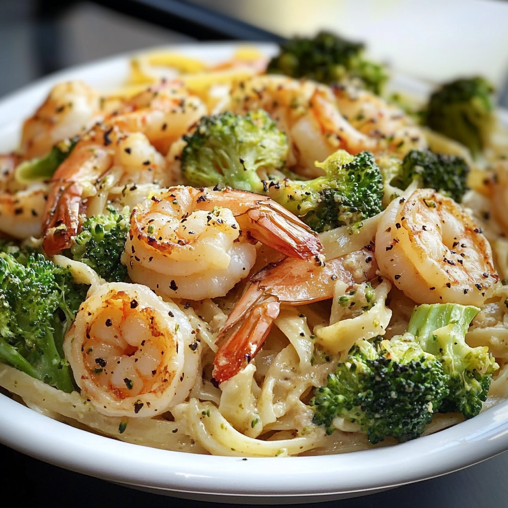Lemon Pepper Shrimp and Broccoli Pasta Dish