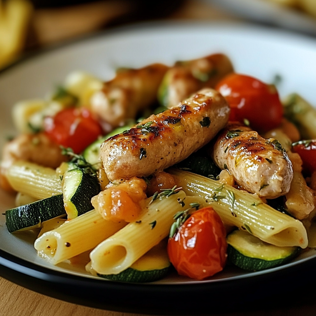 Chicken Sausages with Zucchini and Tomatoes