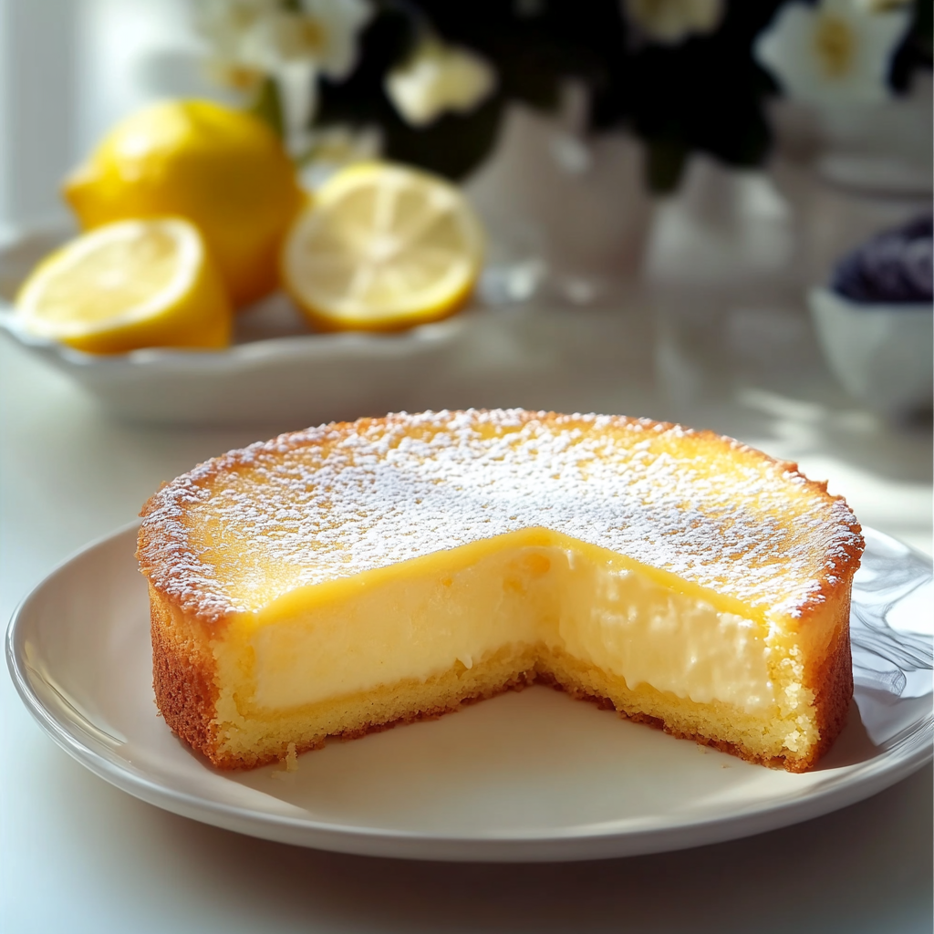 Lemon Custard Cake Freshly Baked