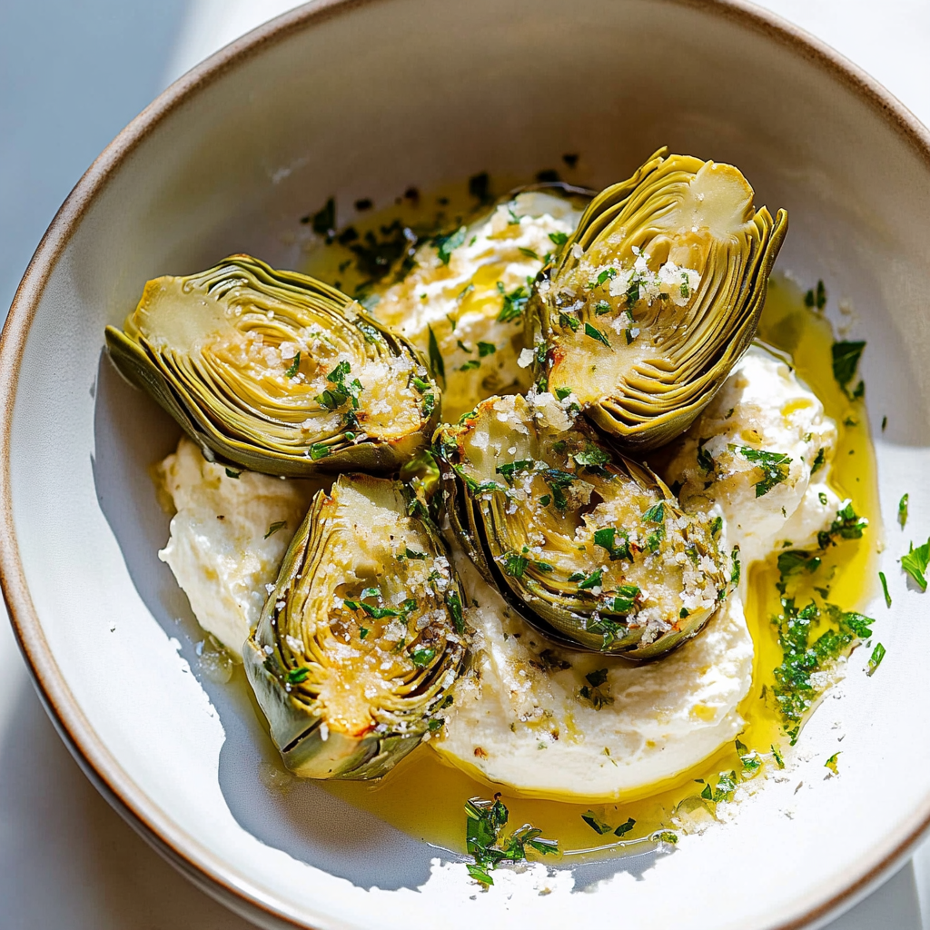 Artichokes on Whipped Ricotta