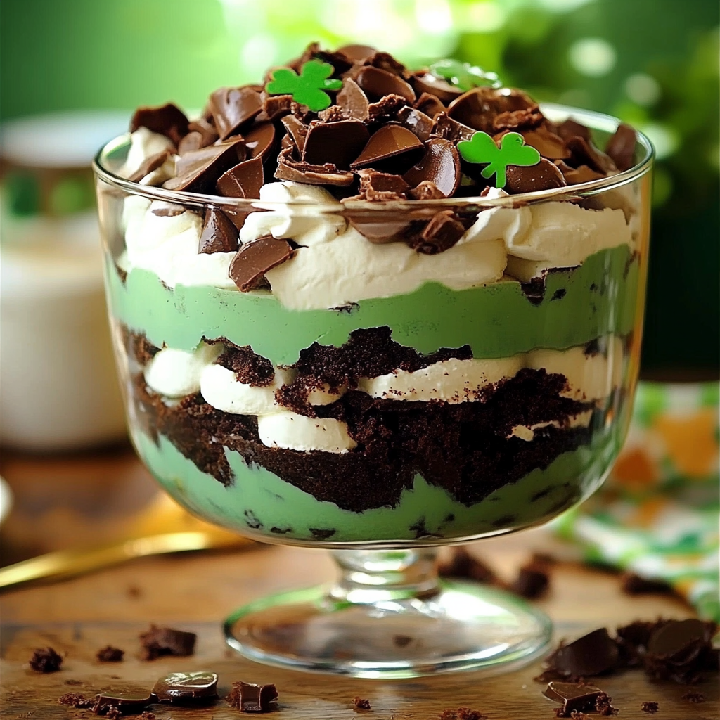 St. Patrick’s Day Brownie Trifle