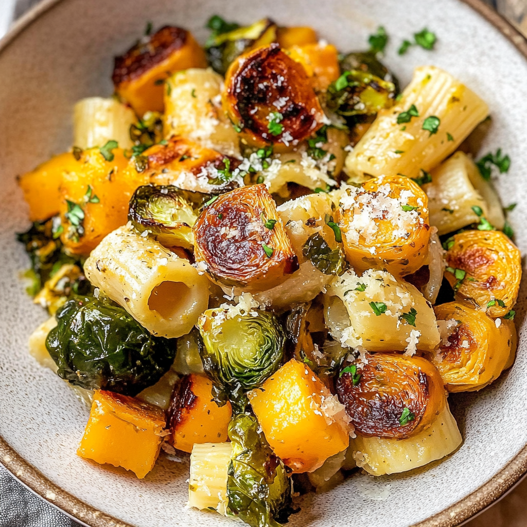 Brussels Sprouts and Butternut Squash Pasta
