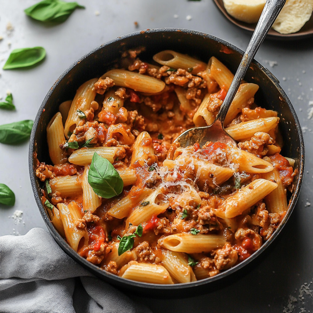 Cheesy Ground Turkey Pasta