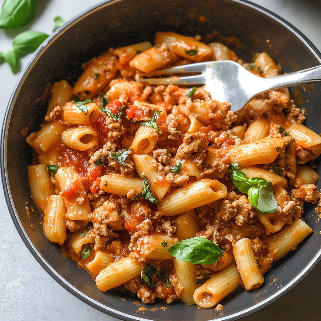 Cheesy Ground Turkey Pasta