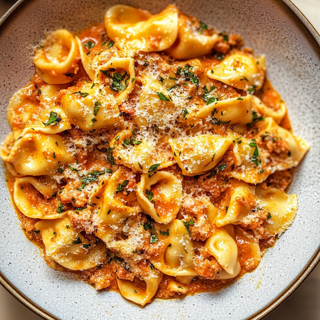 Creamy Tortellini Pasta With Ground Turkey