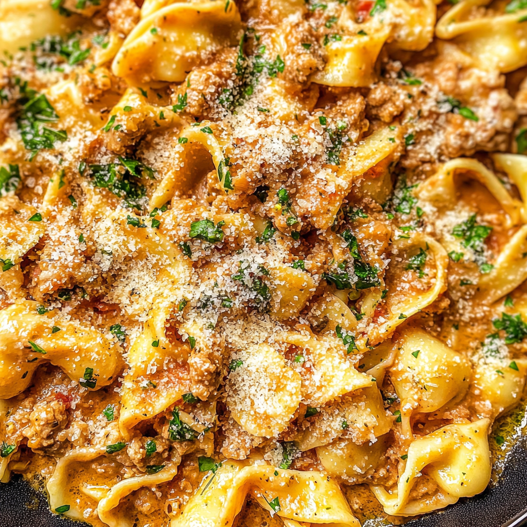 Creamy Tortellini Pasta With Ground Turkey