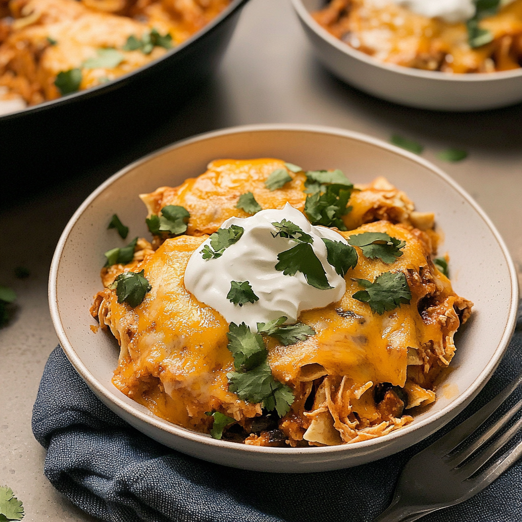 Crock-Pot Chicken Enchilada Casserole