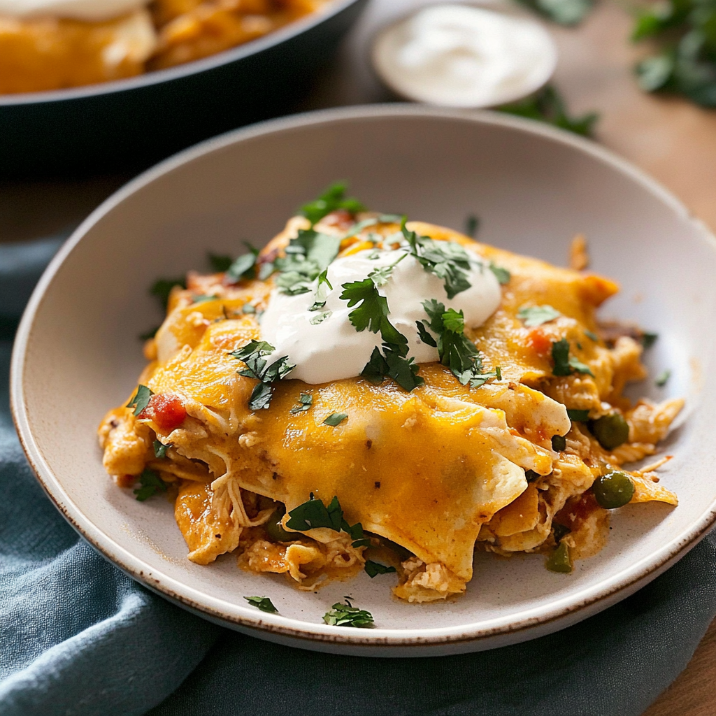 Crock-Pot Chicken Enchilada Casserole