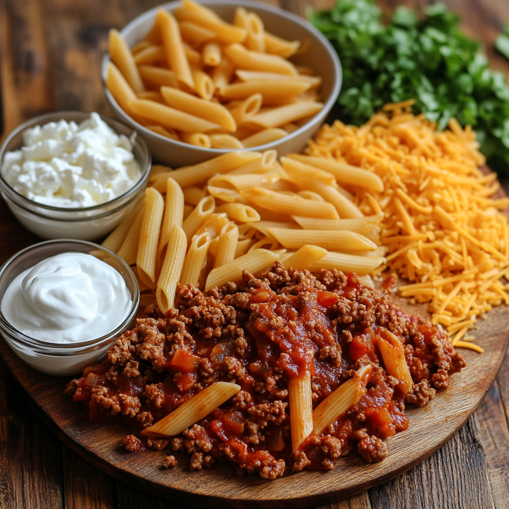 Easy Beef Enchilada Pasta ingredients