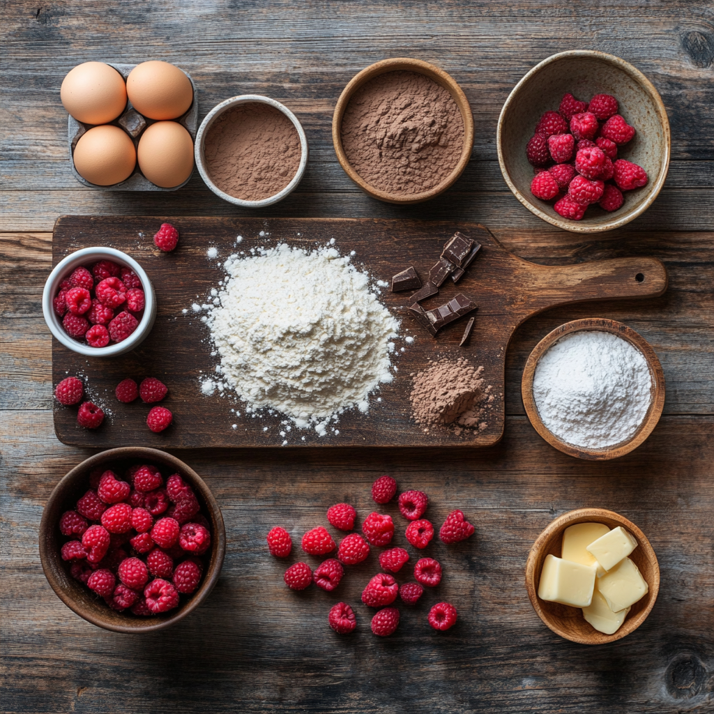 Fudgy Chocolate Cake with Raspberry Frosting ingredients
