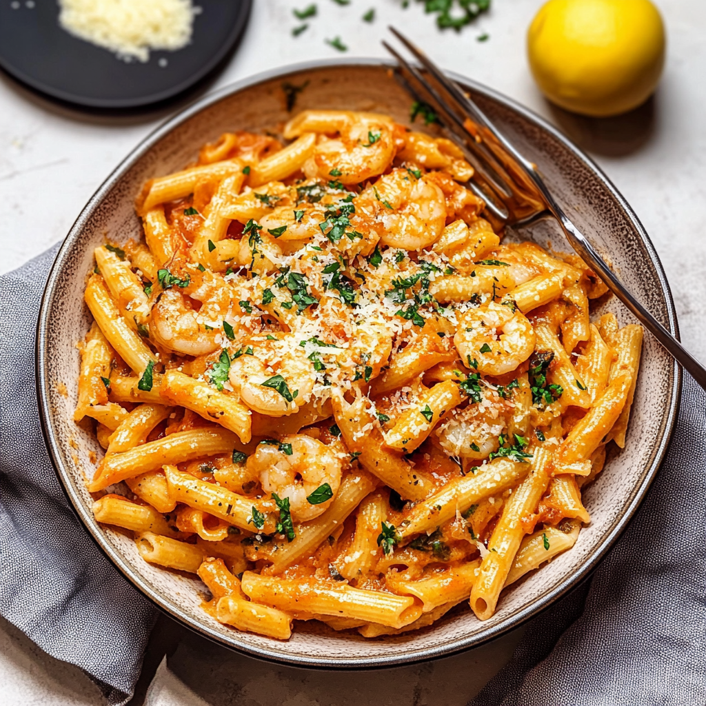 Shrimp Pasta with Veggie-Packed Sauce