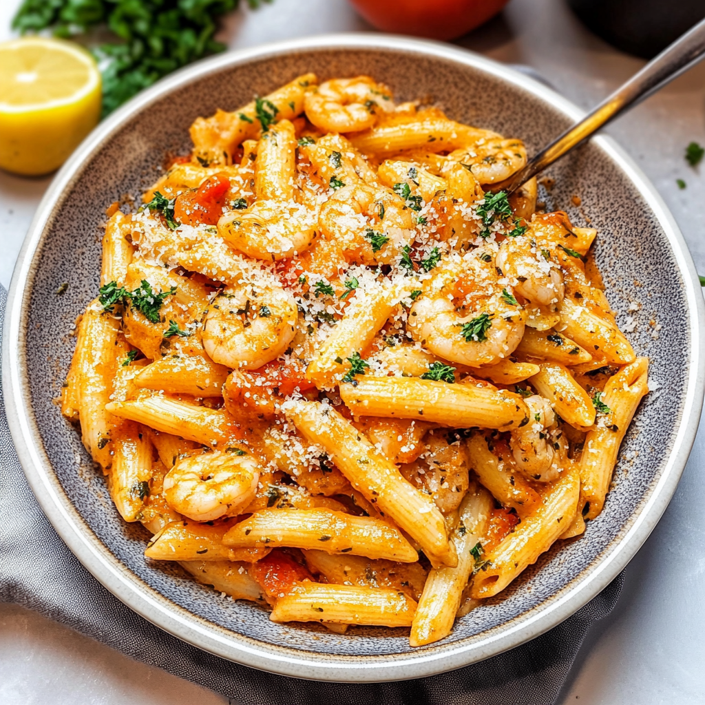 Shrimp Pasta with Veggie-Packed Sauce