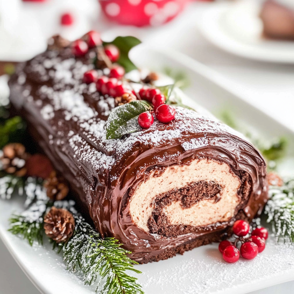 Buche de Noel Chocolate Yule Log Cake