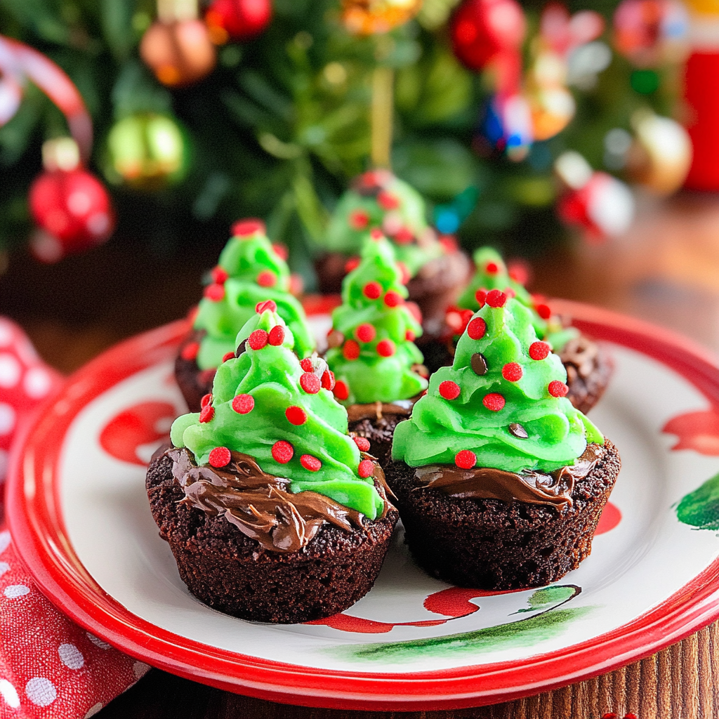 Christmas Tree Brownie Bites