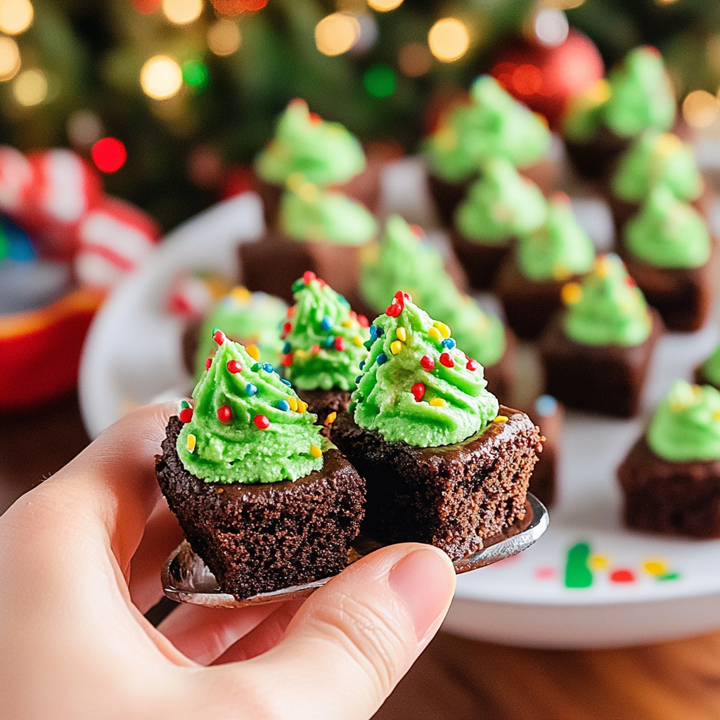 Christmas Tree Brownie Bites