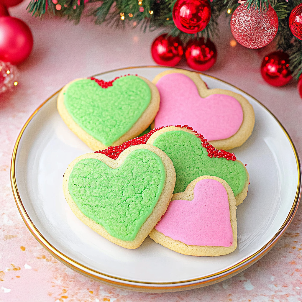 Heart-Shaped Grinch Cookies