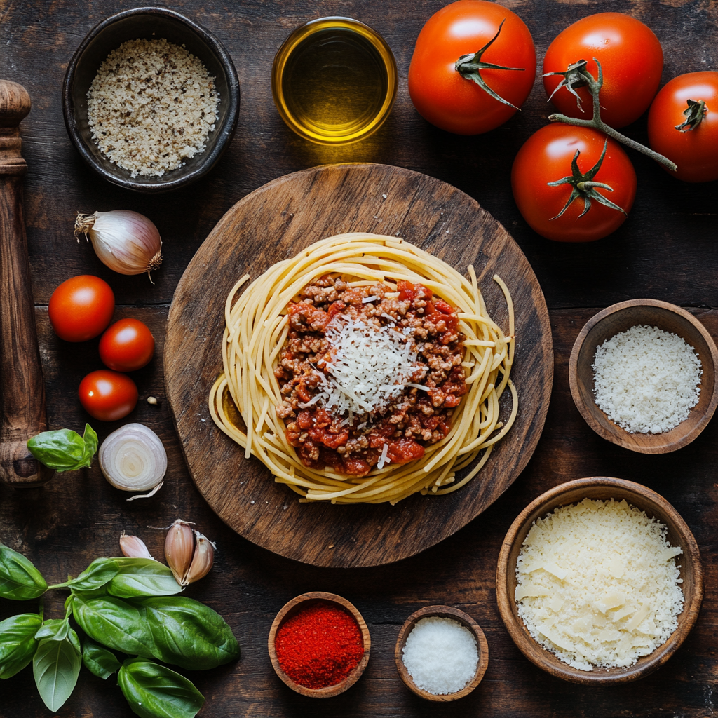 Homemade One Pot Spaghettios and Meatballs ingredients