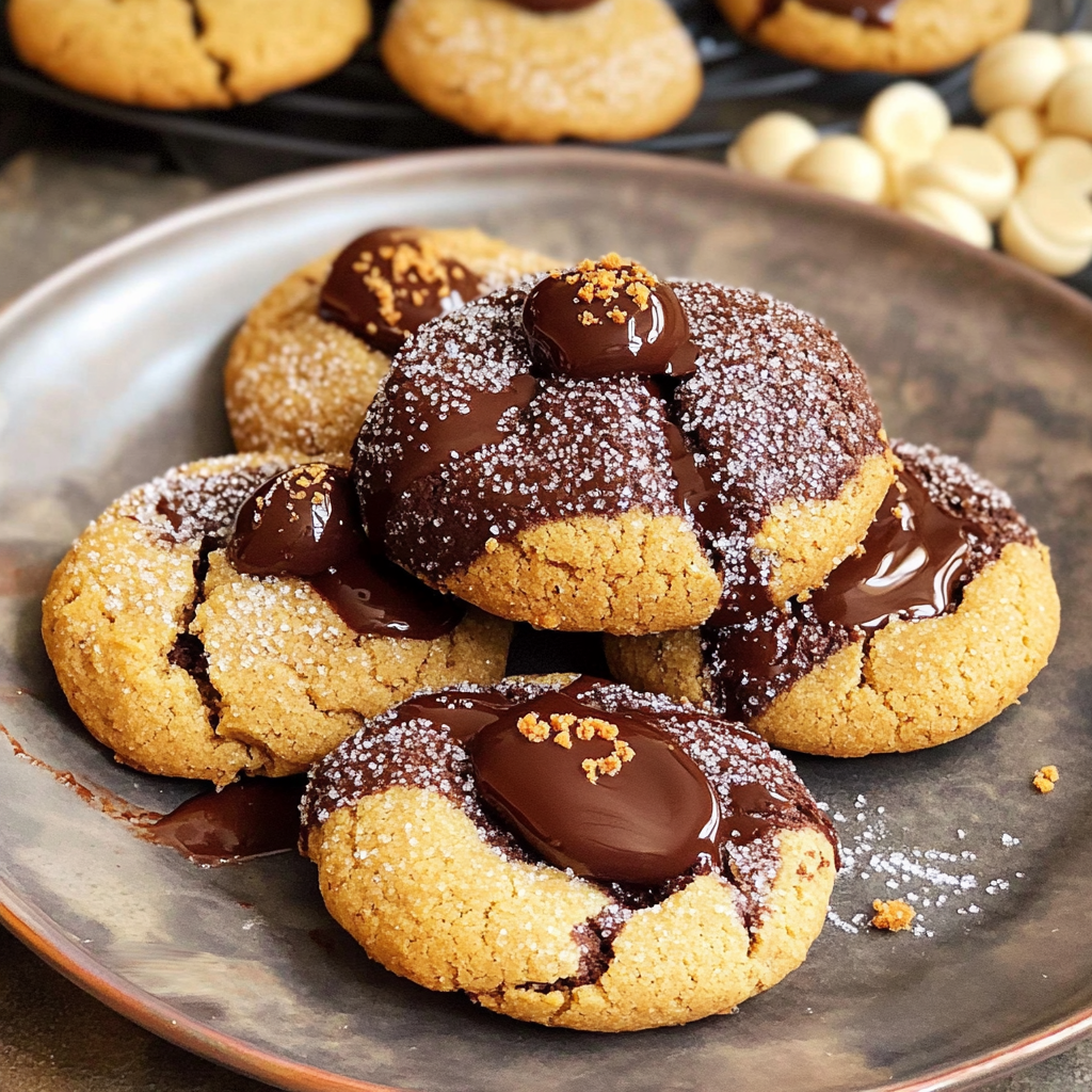 Marble Peanut Butter Blossom Cookies