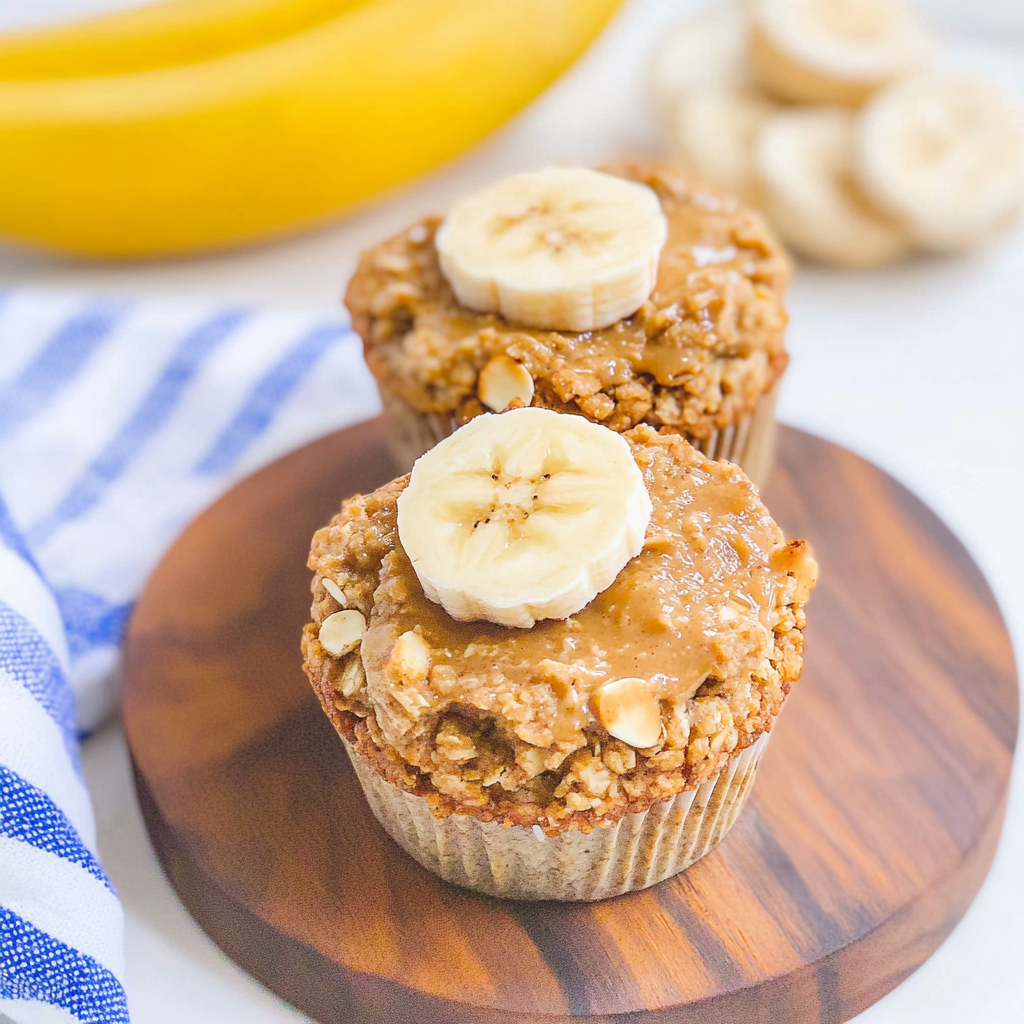 Peanut Butter Banana Baked Oatmeal Cups