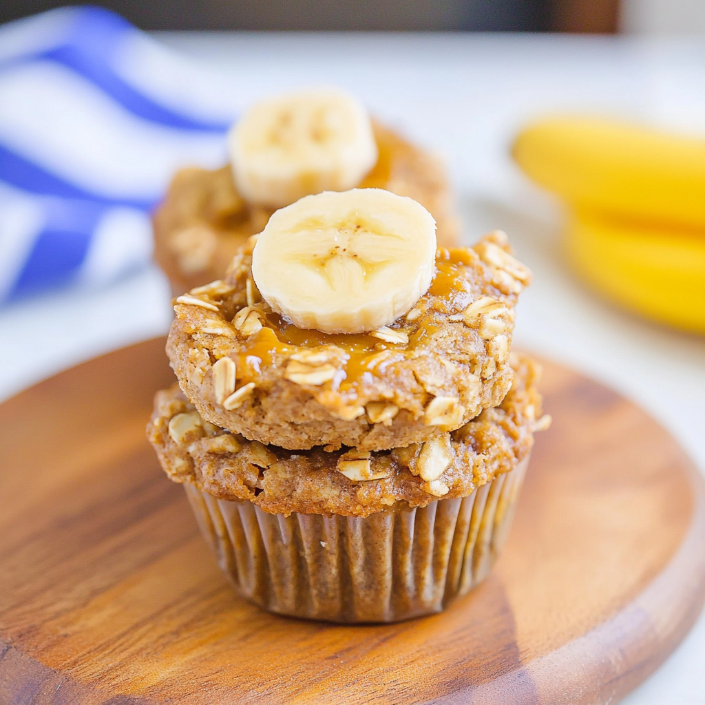 Peanut Butter Banana Baked Oatmeal Cups