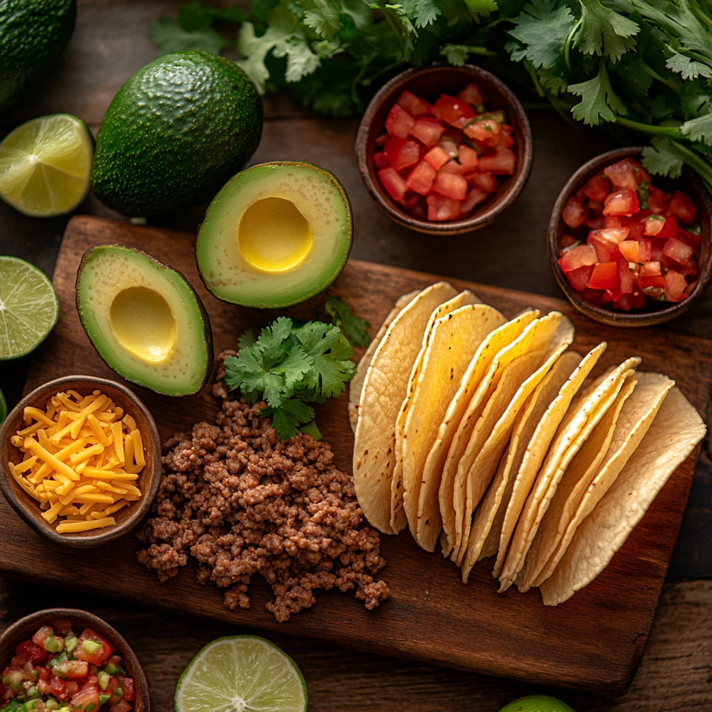 Baked Ground Turkey Tacos with Avocado Sauce ingredients