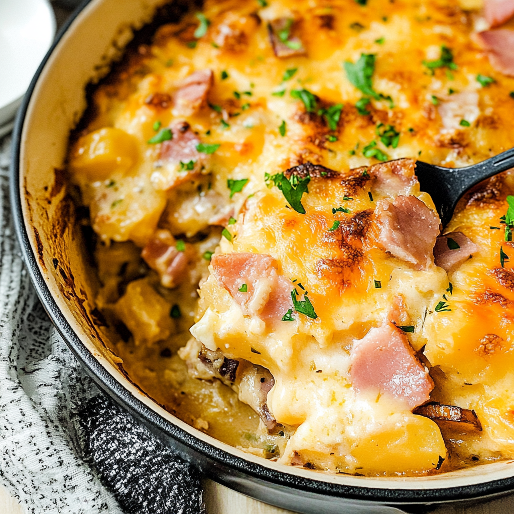 Cheesy Ham and Potato Casserole
