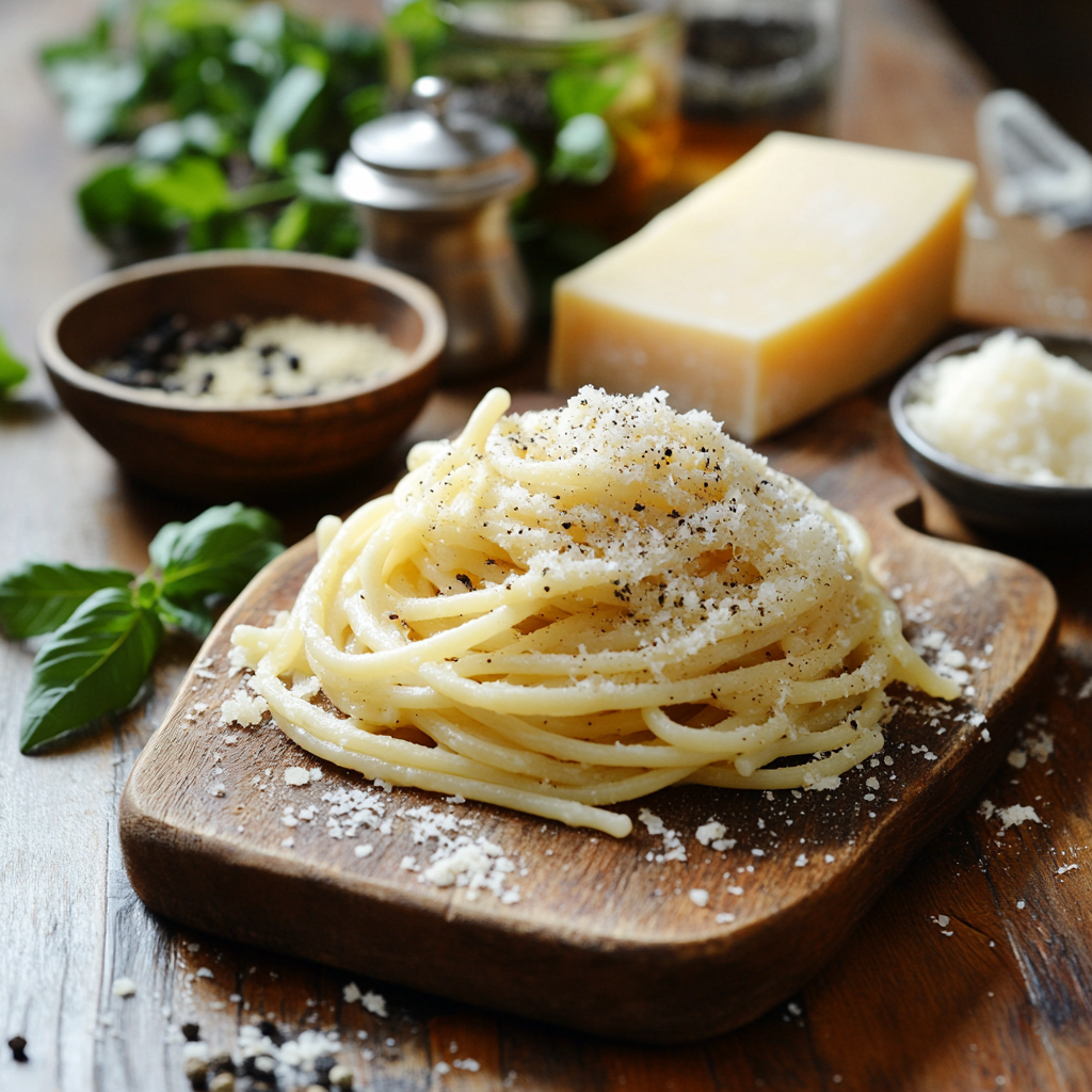 Easy Bucatini Cacio e Pepe ingredients