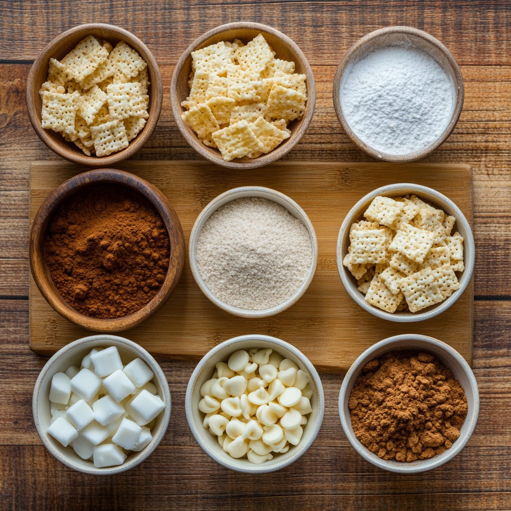 Gingerbread Puppy Chow ingredients