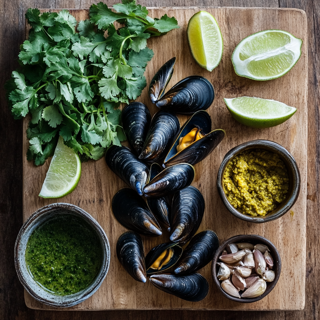 Green Curry Mussels ingredients