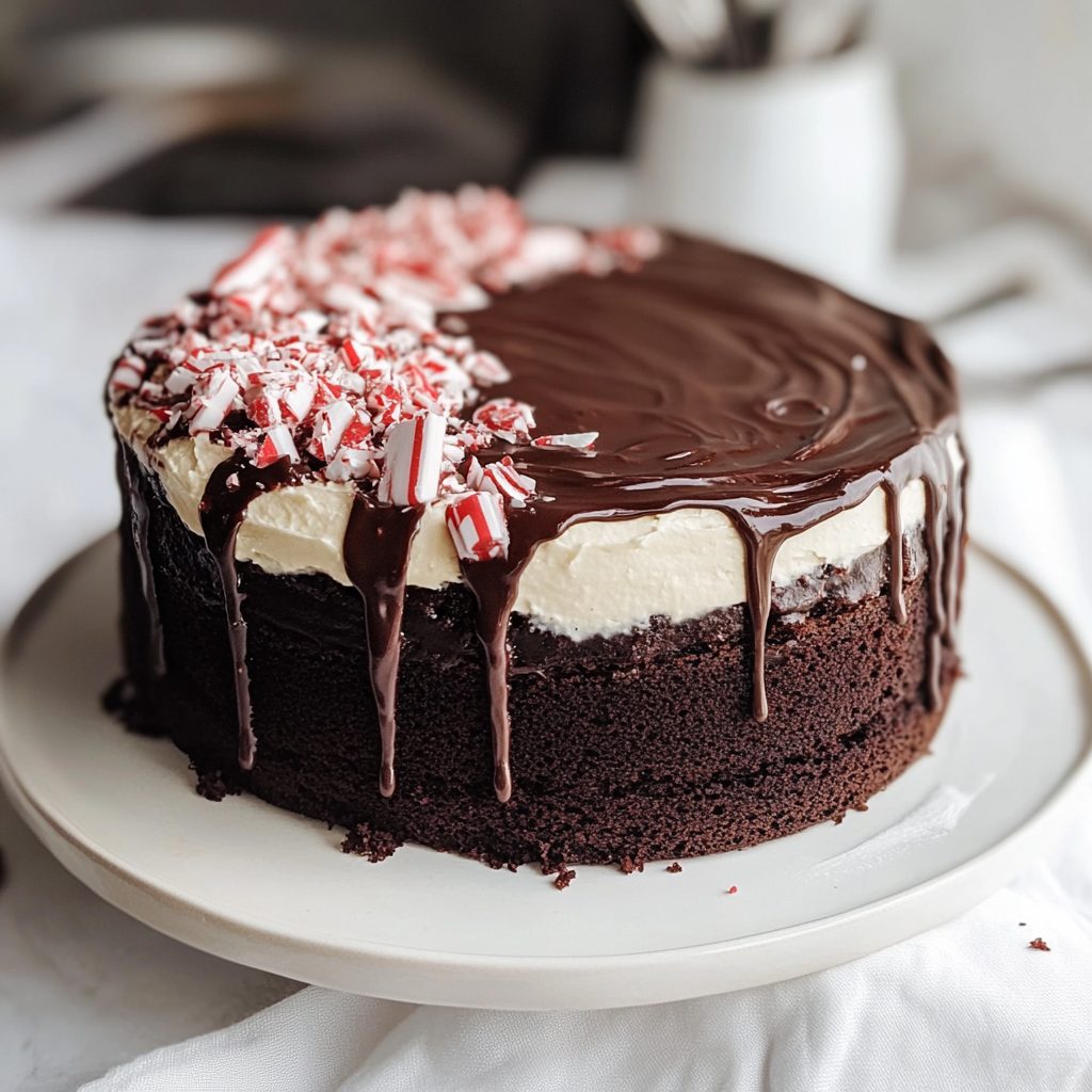 Moist Peppermint Fudge Cake