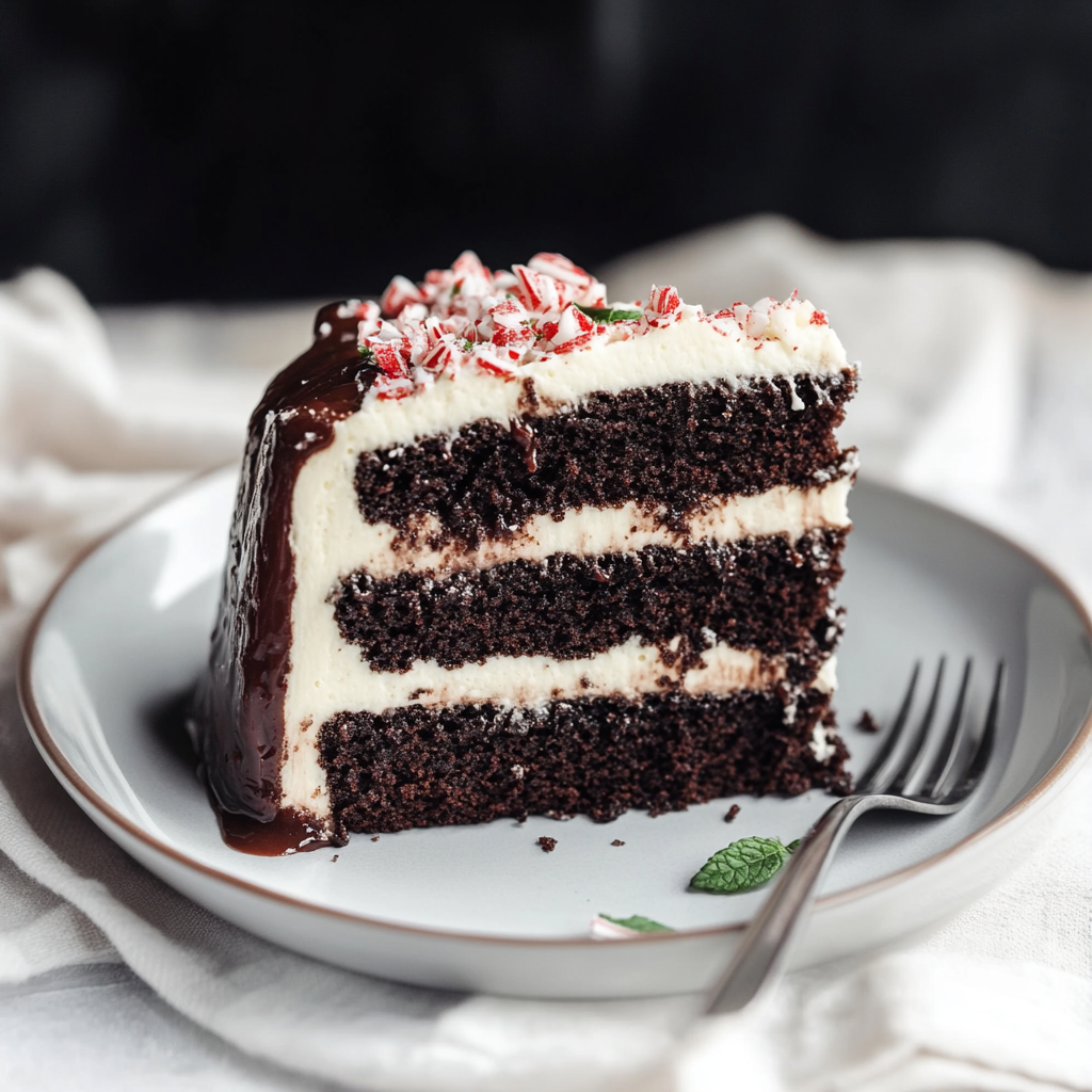 Moist Peppermint Fudge Cake