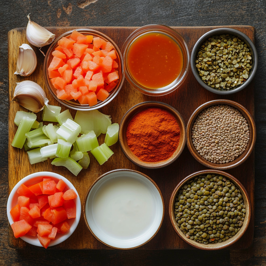 One Pot Lentils ingredients
