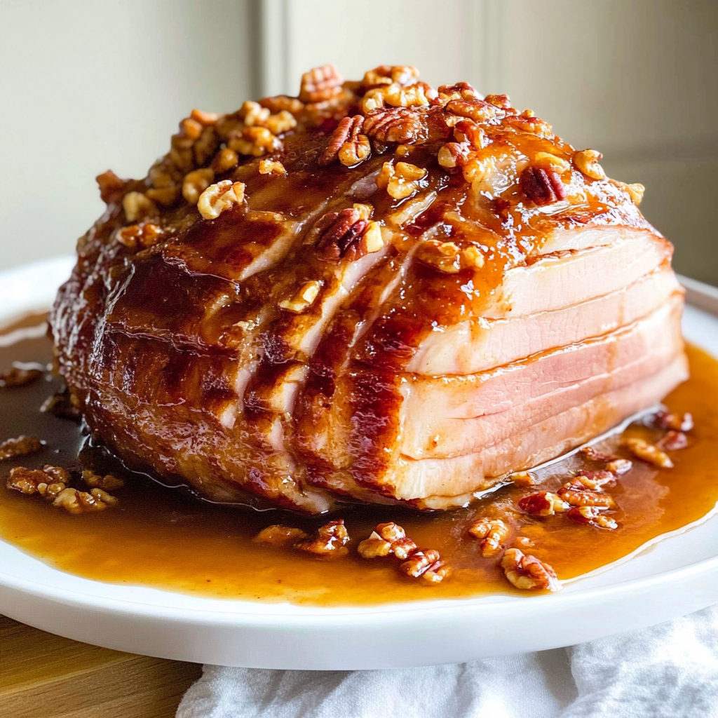Pecan Bourbon Glazed Ham
