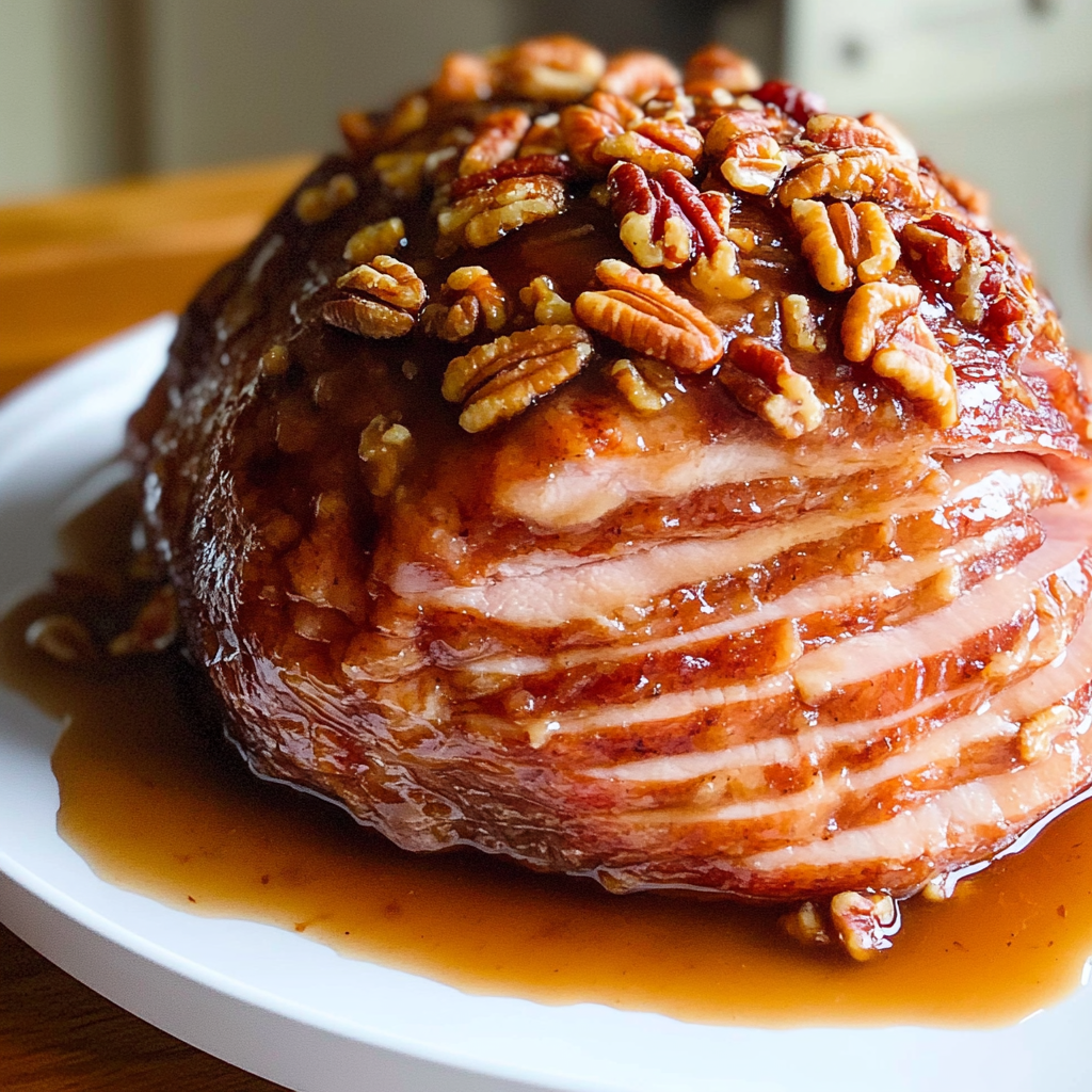 Pecan Bourbon Glazed Ham
