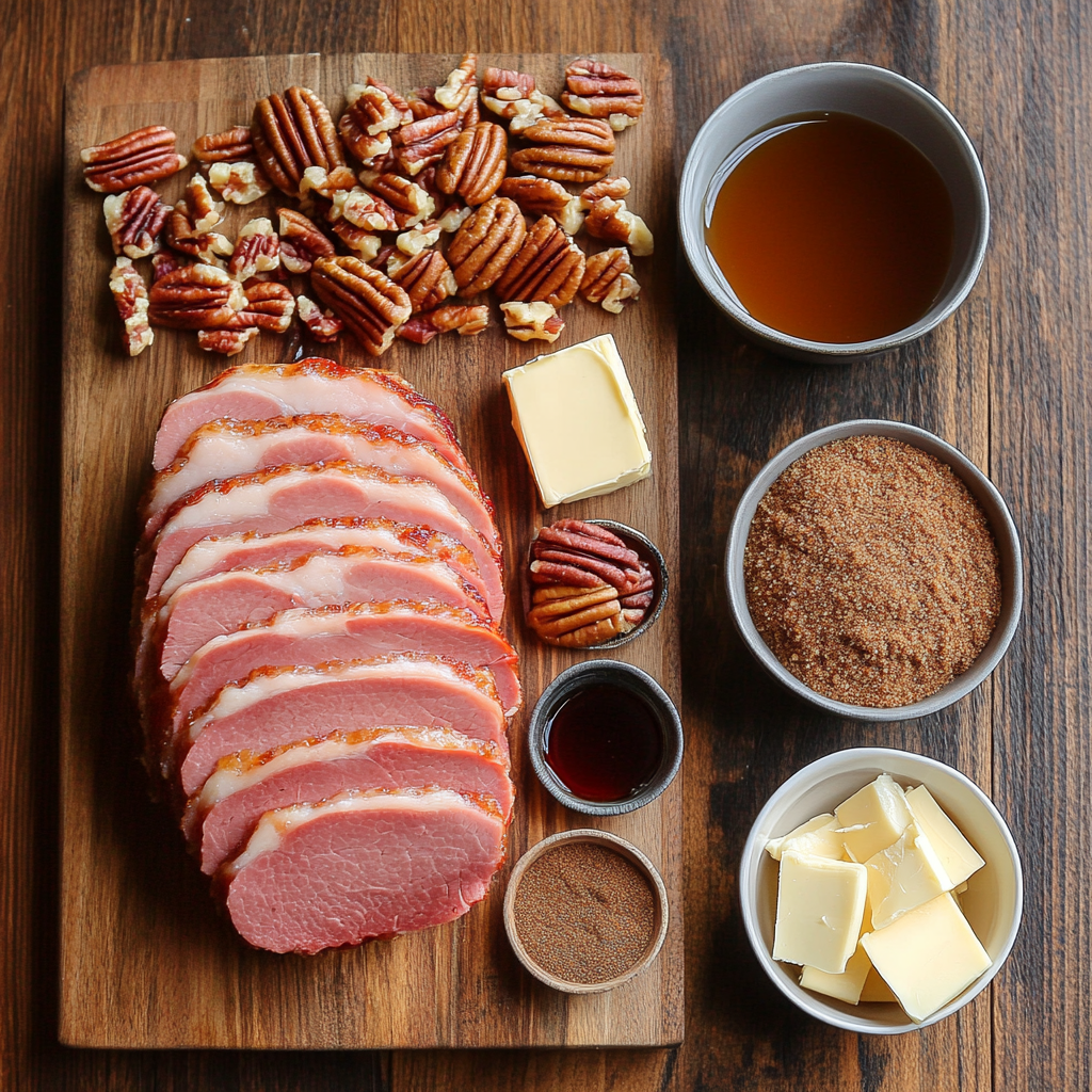 Pecan Bourbon Glazed Ham ingredients