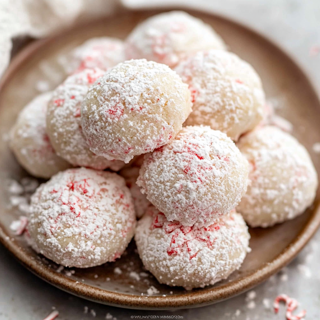 Peppermint Snowball Cookies