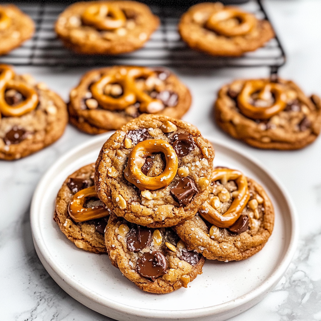 Salted Caramel Pretzel Chocolate Chip Cookies