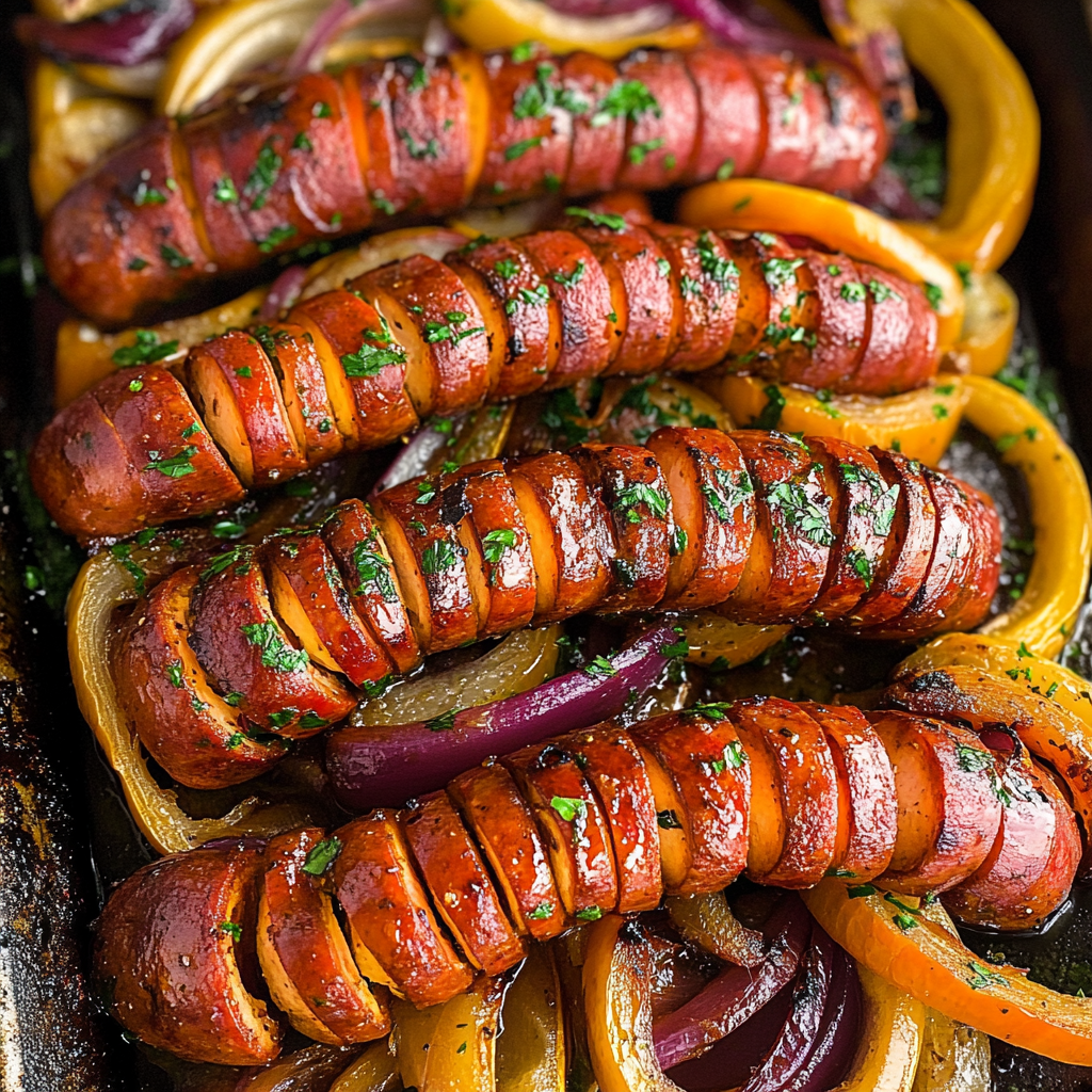 Sheet Pan Hasselback Kielbasa Sausage