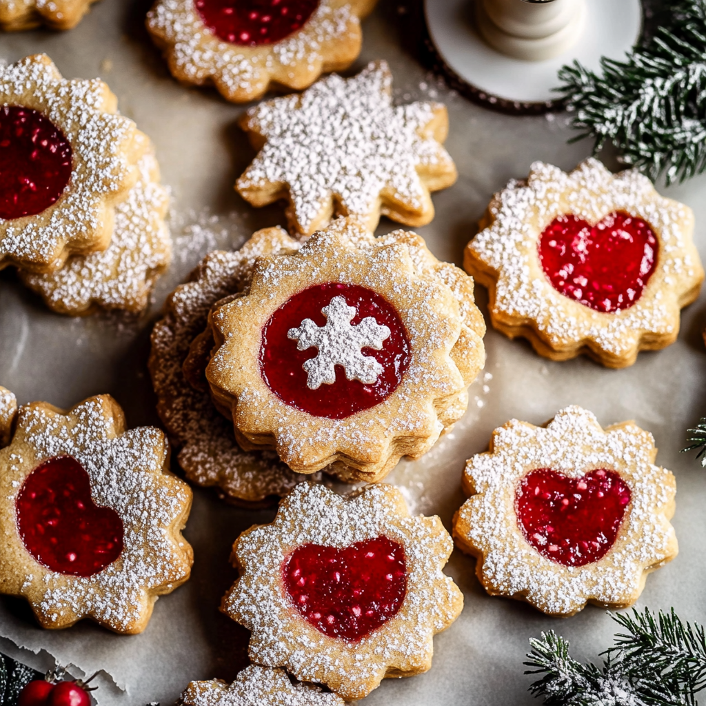 Strawberry Cardamom Linzer Cookies