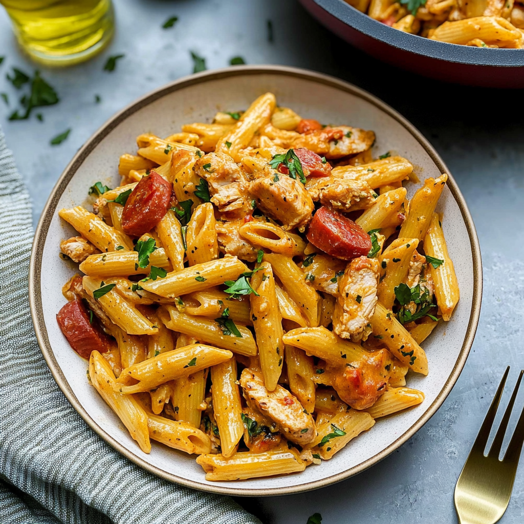 Creamy Cajun Chicken and Sausage Pasta