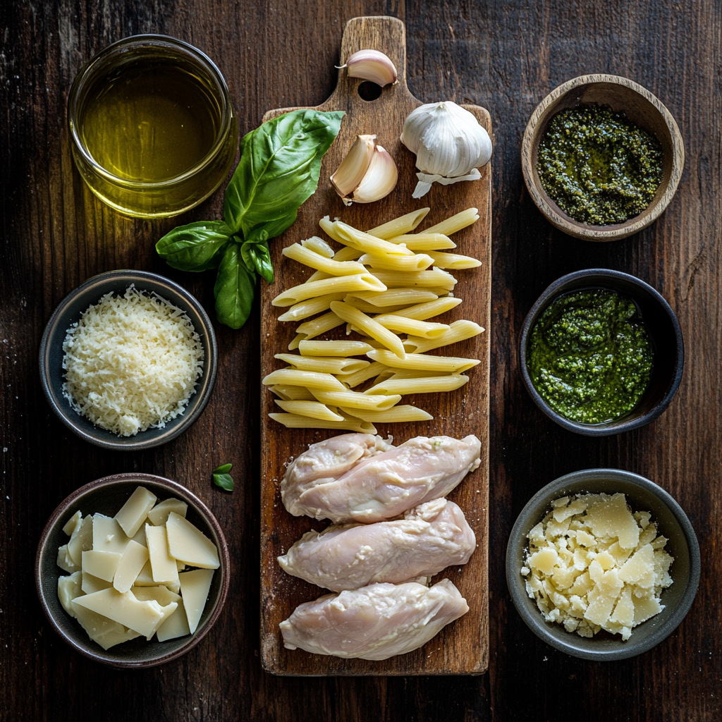 Creamy Pesto Chicken Pasta ingredients